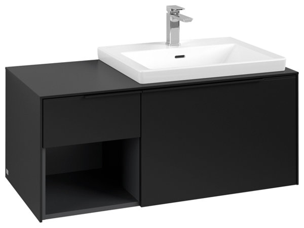 Villeroy & Boch Subway 3.0, 1001x423x516mm, Waschbeckenunterschrank, 2 Auszüge, C57102, Farbe: Front/Korpus: Volcano Black, Griff: Volcano Black von Villeroy und Boch AG