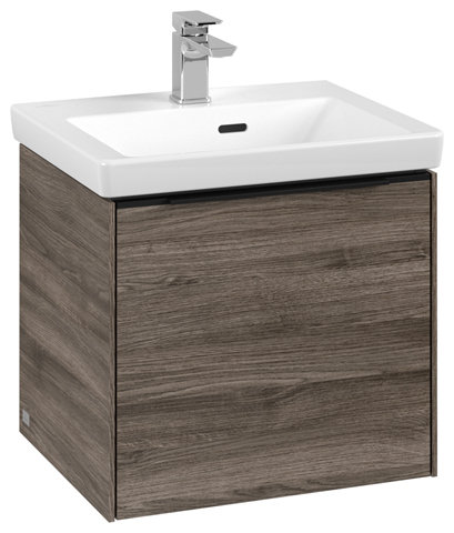 Villeroy & Boch Subway 3.0, 473x432x391,5 mm,Waschbeckenunterschrank, 1 Auszug, C58002, Farbe: Front/Korpus: Stone Oak, Griff: Volcano Black von Villeroy und Boch AG