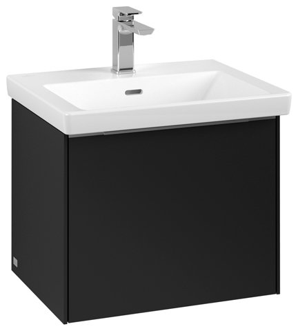 Villeroy & Boch Subway 3.0, 523x429x448 mm, Waschbeckenunterschrank, 1 Auszug, C57902, Farbe: Front/Korpus: Volcano Black, Griff: Aluminium glänzend von Villeroy und Boch AG