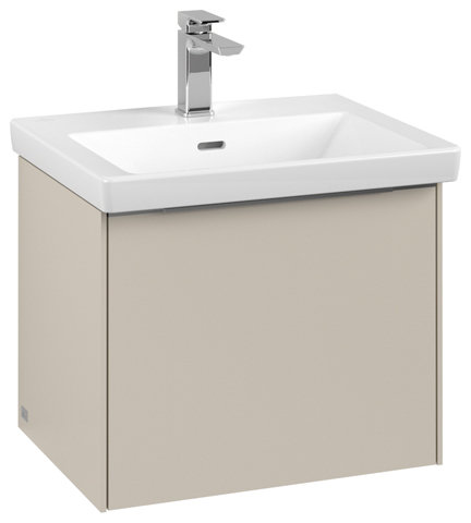 Villeroy & Boch Subway 3.0, 523x429x448 mm, Waschbeckenunterschrank, 1 Auszug, C579L2, Farbe: Front/Korpus: Cashmere Grey, Griff: Aluminium glänzend von Villeroy und Boch AG