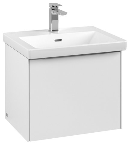 Villeroy & Boch Subway 3.0, 523x429x448 mm, Waschbeckenunterschrank, 1 Auszug, C579L2, Farbe: Front/Korpus: Pure White, Griff: Aluminium glänzend von Villeroy und Boch AG