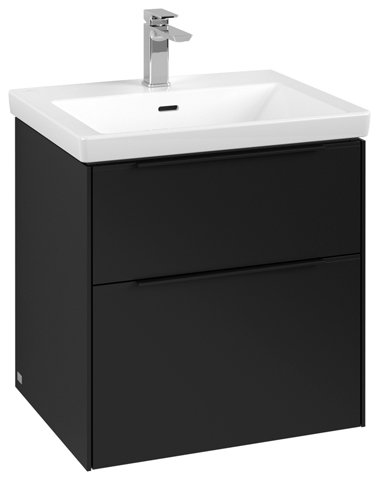 Villeroy & Boch Subway 3.0, 572x576x478 mm, Waschbeckenunterschrank, 2 Auszüge, C57802, Farbe: Front/Korpus: Volcano Black, Griff: Volcano Black von Villeroy und Boch AG