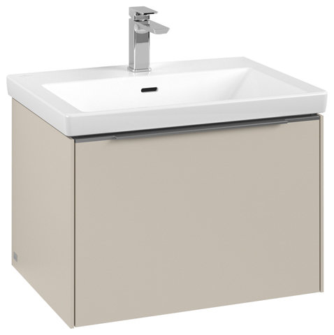 Villeroy & Boch Subway 3.0, 622x429x478 mm, Waschbeckenunterschrank, 1 Auszug, C575L2, Farbe: Front/Korpus: Cashmere Grey, Griff: Aluminium glänzend von Villeroy und Boch AG