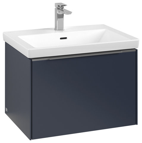 Villeroy & Boch Subway 3.0, 622x429x478 mm, Waschbeckenunterschrank, 1 Auszug, C575L2, Farbe: Front/Korpus: Marine Blue, Griff: Aluminium glänzend von Villeroy und Boch AG