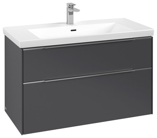 Villeroy & Boch Subway 3.0, 973x576x478 mm, Waschbeckenunterschrank, 2 Auszüge, C57002, Farbe: Front/Korpus: Graphite, Griff: Aluminium glänzend von Villeroy und Boch AG