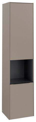 Villeroy & Boch Subway 3.0, Hochschrank, 2 Türen Anschlag (Scharnier) links, C58801, Farbe: Front/Korpus: Taupe, Griff: Volcano Black von Villeroy und Boch AG