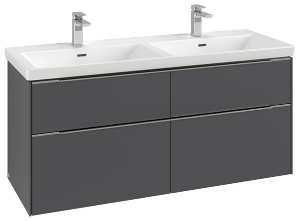 Villeroy & Boch Subway 3.0, Waschbeckenunterschrank, 1272x576x478 mm, 4 Auszüge, C56800, Farbe: Front/Korpus: Graphite, Griff: Graphite - C56802VR von Villeroy und Boch AG