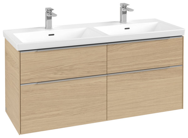 Villeroy & Boch Subway 3.0, Waschbeckenunterschrank, 1272x576x478 mm, 4 Auszüge, C56800, Farbe: Front/Korpus: Nordic Oak, Griff: Aluminium glänzend von Villeroy und Boch AG