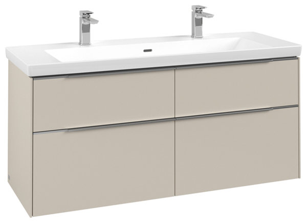 Villeroy & Boch Subway 3.0, Waschbeckenunterschrank, 1272x576x478 mm, 4 Auszüge, C60202, Farbe: Front/Korpus: Cashmere Grey, Griff: Aluminium glänzend von Villeroy und Boch AG