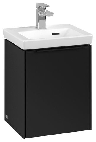 Villeroy & Boch Subway 3.0, Waschbeckenunterschrank, 351x429x309 mm, 1 Tür Anschlag (Scharnier) links, C5830, Farbe: Front/Korpus: Volcano Black, Griff: Volcano Black von Villeroy und Boch AG