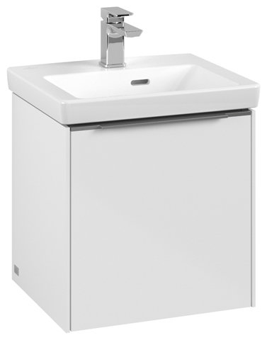 Villeroy & Boch Subway 3.0, Waschbeckenunterschrank, 423x429x378 mm, 1 Tür Anschlag (Scharnier) links, C58100, Farbe: Front/Korpus: Brilliant White, Griff: Aluminium glänzend von Villeroy und Boch AG