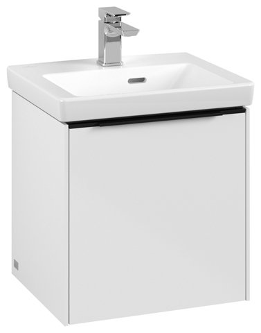 Villeroy & Boch Subway 3.0, Waschbeckenunterschrank, 423x429x378 mm, 1 Tür Anschlag (Scharnier) links, C58100, Farbe: Front/Korpus: Brilliant White, Griff: Volcano Black von Villeroy und Boch AG