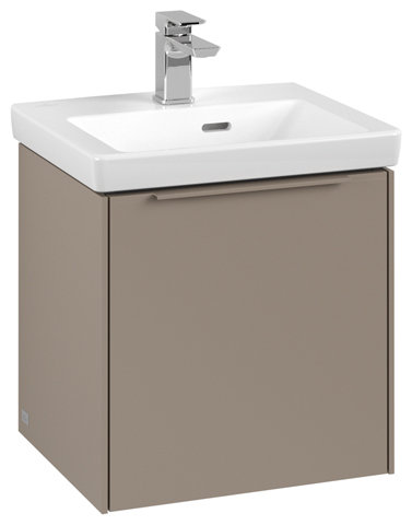 Villeroy & Boch Subway 3.0, Waschbeckenunterschrank, 423x429x378 mm, 1 Tür Anschlag (Scharnier) links, C58100, Farbe: Front/Korpus: Taupe, Griff: Taipe von Villeroy und Boch AG