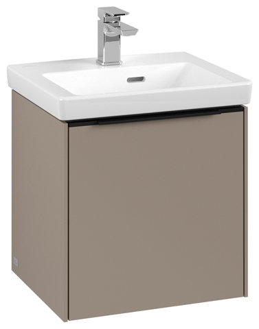 Villeroy & Boch Subway 3.0, Waschbeckenunterschrank, 423x429x378 mm, 1 Tür Anschlag (Scharnier) links, C58100, Farbe: Front/Korpus: Taupe, Griff: Volcano Black von Villeroy und Boch AG