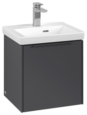 Villeroy & Boch Subway 3.0, Waschbeckenunterschrank, 423x429x378 mm, 1 Tür Anschlag (Scharnier) rechts, C5820, Farbe: Front/Korpus: Graphite, Griff: Graphite von Villeroy und Boch AG