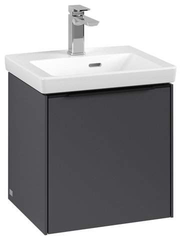 Villeroy & Boch Subway 3.0, Waschbeckenunterschrank, 423x429x378 mm, 1 Tür Anschlag (Scharnier) rechts, C5820, Farbe: Front/Korpus: Graphite, Griff: Volcano Black von Villeroy und Boch AG