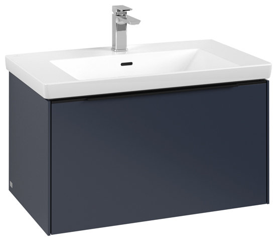 Villeroy & Boch Subway 3.0, Waschbeckenunterschrank, 772x429x478 mm, 1 Auszug, C5730, Farbe: Front/Korpus: Marine Blue, Griff: Volcano Black von Villeroy und Boch AG