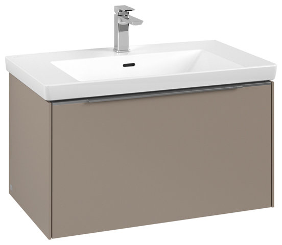 Villeroy & Boch Subway 3.0, Waschbeckenunterschrank, 772x429x478 mm, 1 Auszug, C5730, Farbe: Front/Korpus: Taupe, Griff: Aluminium glänzend von Villeroy und Boch AG