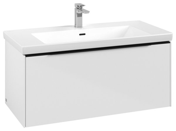 Villeroy & Boch Subway 3.0, Waschbeckenunterschrank, 973x429x478, 1 Auszug, C56902, Farbe: Front/Korpus: Brilliant White, Griff: Volcano Black von Villeroy und Boch AG