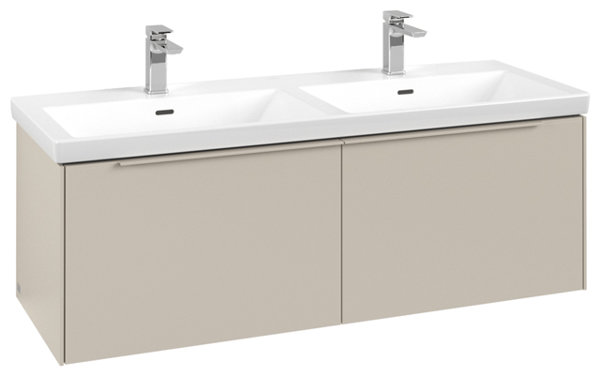 Villeroy & Boch Subway 3.0, Waschbeckenunterschrank,1272x429x478 mm, 2 Auszüge, C567L, Farbe: Front/Korpus: Cashmere Grey, Griff: Cashmere Grey von Villeroy und Boch AG