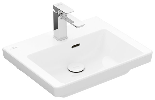 Villeroy & Boch Subway 3.0 Handwaschbecken, 500 x 400 mm, 1 Hahnloch, mit Überlauf, ungeschliffen, 437050, Farbe: weiß-alpin von Villeroy und Boch AG