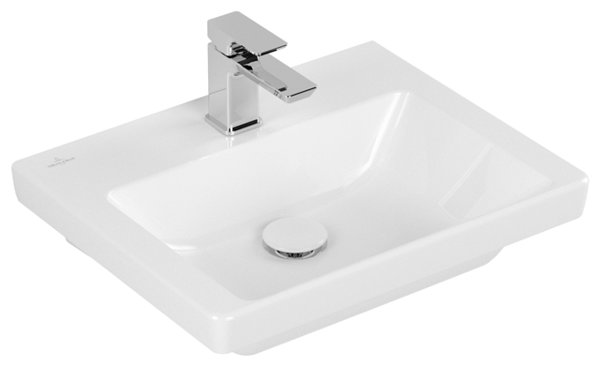 Villeroy & Boch Subway 3.0 Handwaschbecken, 500 x 400 mm, 1 Hahnloch, ohne Überlauf, ungeschliffen, 4370FG, Farbe: weiß-alpin von Villeroy und Boch AG