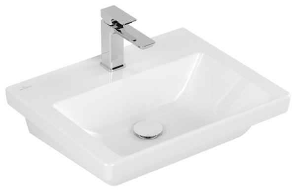 Villeroy & Boch Subway 3.0 Schrankwaschtisch, 550 x 440 mm, 1 Hahnloch, ohne Überlauf, ungeschliffen, 4A7056, Farbe: weiß-alpin von Villeroy und Boch AG