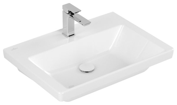 Villeroy & Boch Subway 3.0 Schrankwaschtisch, 650 x 470 mm, 1 Hahnloch, ohne Überlauf, ungeschliffen, 4A7066, Farbe: Weiß Ceramicplus von Villeroy und Boch AG