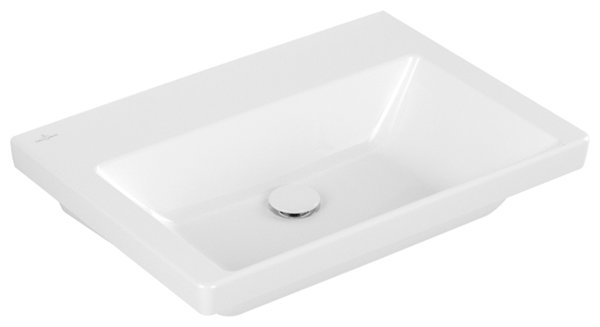 Villeroy & Boch Subway 3.0 Schrankwaschtisch, 650 x 470 mm, 1 Hahnloch, ohne Überlauf, ungeschliffen, 4A7068, Farbe: Weiß Ceramicplus von Villeroy und Boch AG