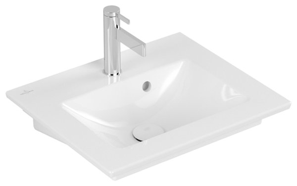 Villeroy & Boch Venticello Handwaschbecken 412450, 500x420mm, 1 Hahnloch, mit Überlauf, Farbe: Weiß Ceramicplus von Villeroy und Boch AG