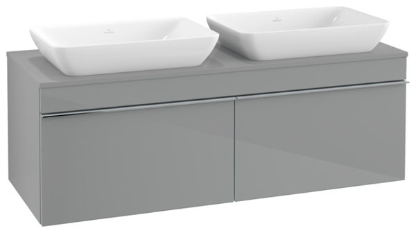 Villeroy & Boch Venticello Waschtischunterschrank  A949, 1257x436x502mm, Farbe: Glass, Glossy Grey, Griff: farbig von Villeroy und Boch AG