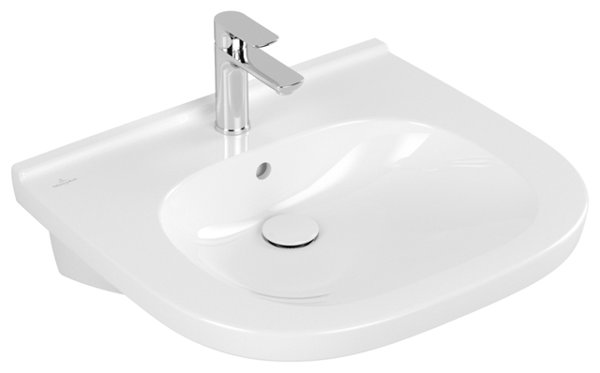 Villeroy & Boch ViCare Waschbecken, 1 Hahnloch, mit Überlauf, 610x550 mm, ungeschliffen, 411960, Farbe (Front/Korpus): Weiß von Villeroy und Boch AG