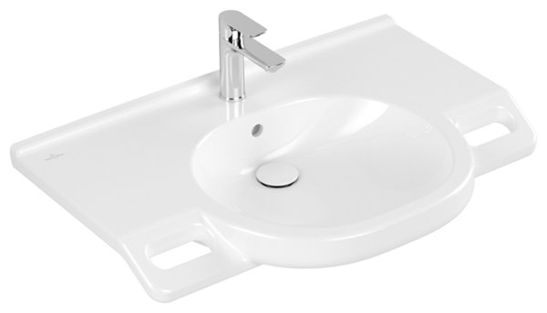 Villeroy & Boch ViCare Waschbecken, 1 Hahnloch, mit Überlauf, 800x550 mm, ungeschliffen, 412080, Farbe (Front/Korpus): Weiß von Villeroy und Boch AG