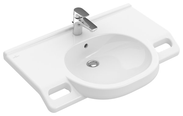 Villeroy & Boch ViCare Waschbecken, 1 Hahnloch, ohne Überlauf, 800x550 mm, ungeschliffen, 412081, Farbe (Front/Korpus): Weiß von Villeroy und Boch AG