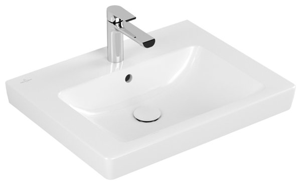 Villeroy & Boch Waschtisch Subway 71136G 600x470mm, 1 Hahnloch, mit Überlauf, Farbe: Weiß Ceramicplus von Villeroy und Boch AG