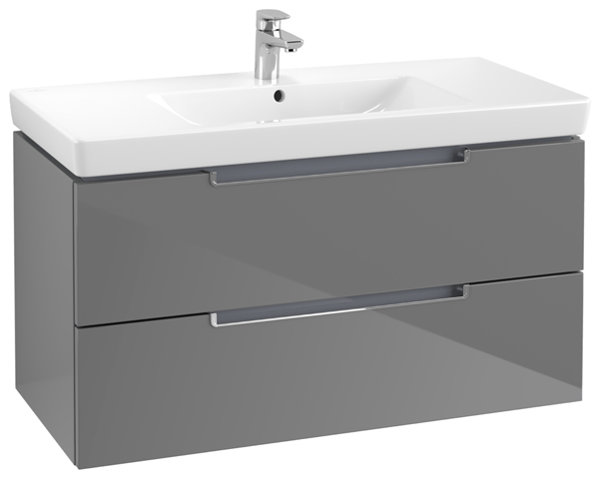 Villeroy und Boch Waschtischunterschrank XL Subway 2.0 A697, Farbe: Glossy Grey, Griff: chrom glänzend von Villeroy und Boch AG