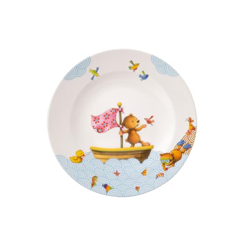 Villeroy & Boch Happy as a Bear Flacher Kinderteller, 21,5 cm, Premium Porzellan, Weiß/Bunt von Villeroy & Boch