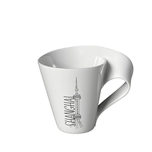 Villeroy & Boch - Modern Cities, Becher mit Henkel, Shanghai, 300ml, Premium Porzellan, weiß von Villeroy & Boch