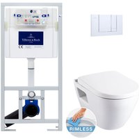 Pack WC-Vorwandelement + Serel SM26 WC-Becken spülrandlos + Softclose WC-Deckel + Chromplatte (ViConnectSM26-1-DE) - Villeroy&boch von Villeroy & Boch