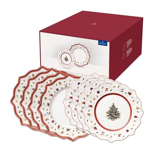 Villeroy & Boch – Toy'S Delight Teller Set 8 Teilig, Speiseteller Und Frühstücksteller, Geschirr Weihnachten Set, Essteller Weihnachtsmotiv Keramik, Weihnachtsteller Set 8 Personen Toys, Porzellan von Villeroy & Boch