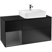 V&B Waschtischunterschrank Abdeckplatte Gl. bla m Finion 120cm, Reg li Anthrac. m, bla m lacquer von Villeroy & Boch