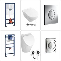 VILLEROY & BOCH O.NOVO Wand WC spülrandlos + SoftClose TakeOff WC-Sitz & Absaug Urinal + Deckel mit CeramicPlus, GROHE Vorwandgestell & von Villeroy & Boch