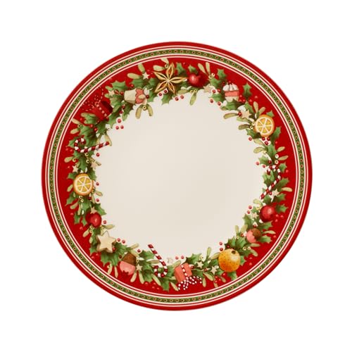 Villeroy & Boch Winter Bakery Delight Speiseteller, 27 cm, Premium Porzellan, Weiß/Rot von Villeroy & Boch