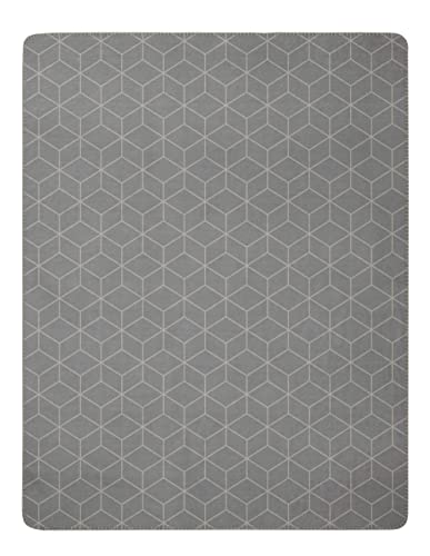 Villeroy & Boch® Wohndecke Carré Stone I Flauschige Kuscheldecke aus Baumwollmischgewebe I hellgraue Sofa-Decke in 150x200 cm I Made in Germany I nachhaltig produzierte Decke mit grafischem Muster von Villeroy & Boch