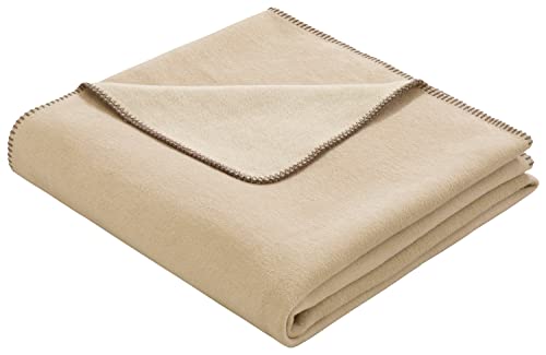 Villeroy & Boch® Wohndecke One Sand I Flauschige Kuscheldecke aus Baumwollmischgewebe I beige Sofa-Decke in 150x200 cm I nachhaltig produziert in Deutschland I einfarbige Tagesdecke I Öko-Tex von Villeroy & Boch