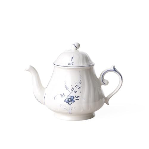 Villeroy und Boch Vieux Luxembourg Teekanne, 1,1 Liter, Premium Porzellan, weiß/blau von Villeroy & Boch