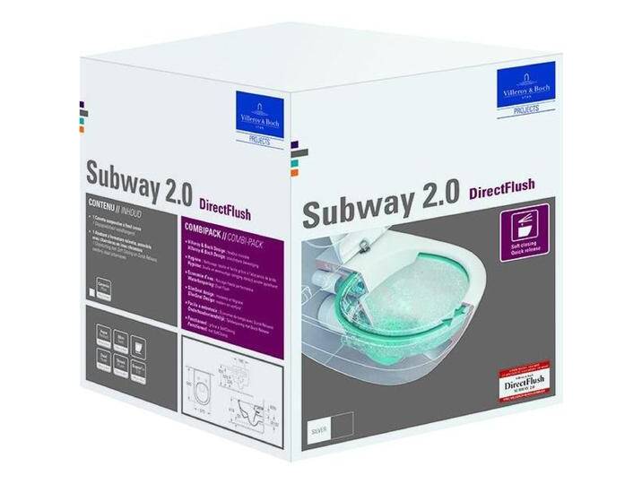 Villeroy & Boch, Toilette + Bidet, V&B Combi-Pack SUBWAY 2.0 m WWC ti. DF u WCSitz SlimSeat we cplus von Villeroy-&-Boch