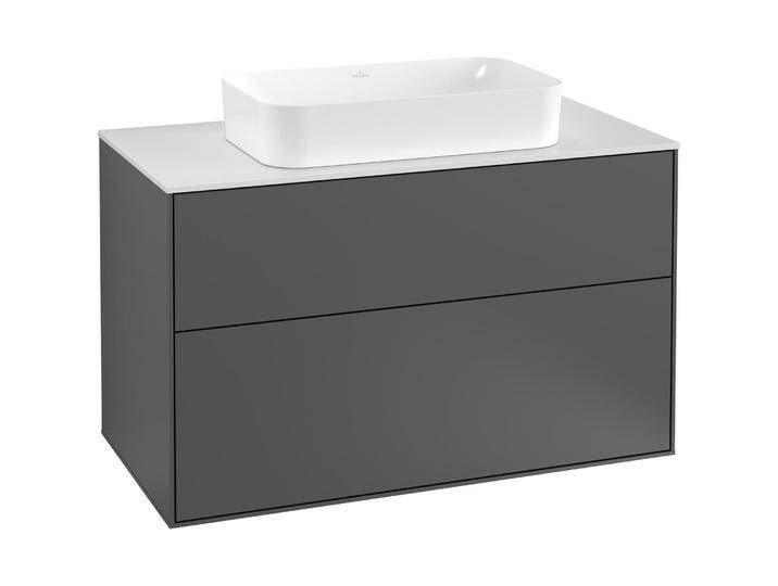 Villeroy & Boch, Waschbeckenunterschrank, V&B Waschtischunterschrank FINION 1000x603x501mm AP Glas bl ma anthr. ma (100 x 50 x 60.5 cm) von Villeroy-&-Boch