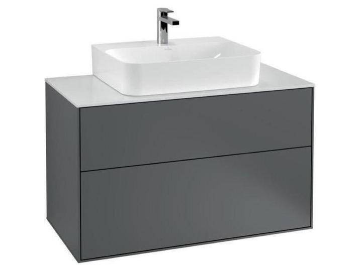 Villeroy & Boch, Waschbeckenunterschrank, V&B Waschtischunterschrank FINION 1000x603x501mm AP Glas wh ma anthr. ma (100 x 50 x 60.5 cm) von Villeroy-&-Boch