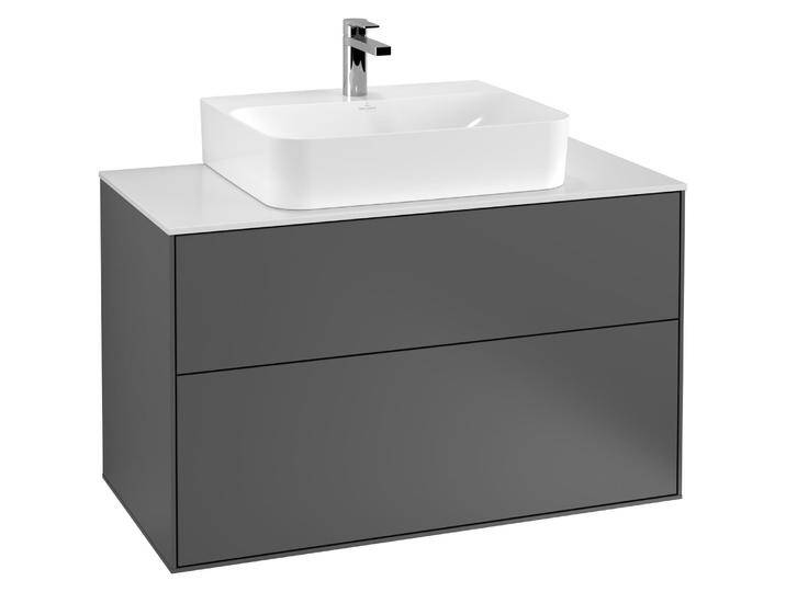 Villeroy & Boch, Waschbeckenunterschrank, V&B Waschtischunterschrank FINION 1000x603x501mm AP Glas wh ma wh ma lacq. (100 x 50 x 60.5 cm) von Villeroy-&-Boch